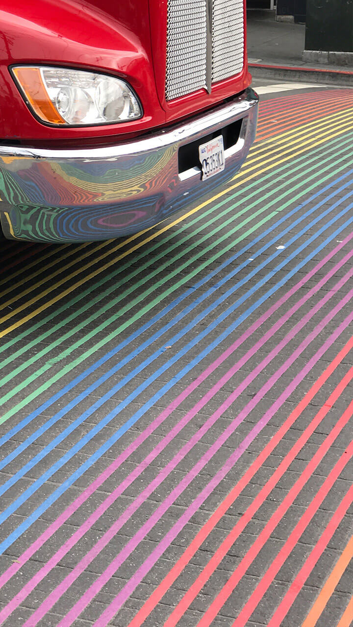 Picture of the rainbow zebra crossing in San Francisco - USA